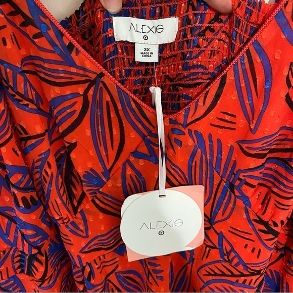 Alexis NWT handkerchief Red and Blue Floral Midi Dress Size 3X - Picture 11 of 16